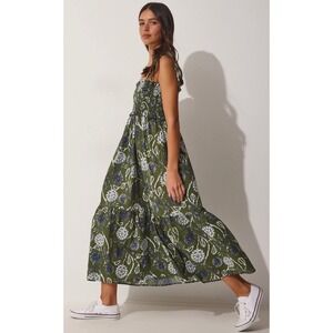 green emerald velvet dress Zara Women's Floral Print Maxi Shift Dress | UK10-12